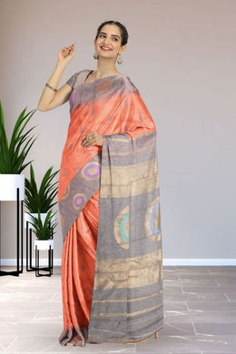 Light Salmon Fancy Kanjivaram Vegan Silk Saree 10075593