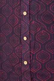 Indigo Handblock Print Pre-Washed Pure Cotton Crop Shirt 10074629