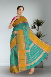 Green Handloom Chettinad Cotton Saree 10072682