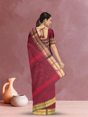 Maroon Handloom Kanchi Cotton Saree 10071815