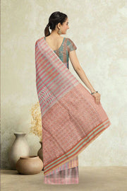 MultiColour Hand Block Printed Chanderi Saree 10049147