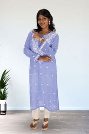 Blue Chikankari Embroidery Georgette Kurta 10074393