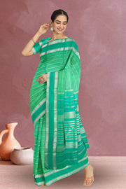  Bluey Green Korvai Kanjivaram Silk Saree 10075628