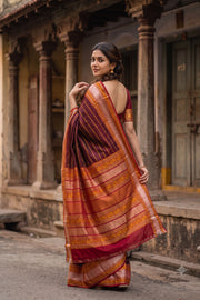 Maroon Handloom Kanchi Silk Cotton Saree 10077998