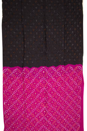 Black Bandhani Mulberry Silk Saree 10076906