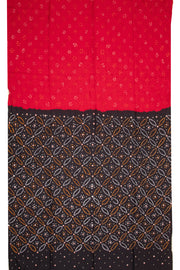 Black Bandhani Mulberry Silk Saree 10076908
