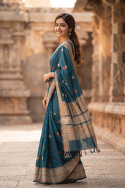 Blue Kanchi Cotton Saree 10068666