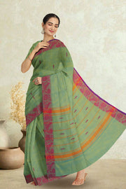 Green Handloom Chettinad Cotton Saree 10075086