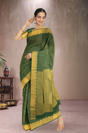 Sacramento Green  Kanjivaram Silk Saree with Checks Design 10075636