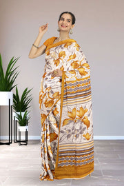 Cream Kashmiri Printed Silk Saree 10075990