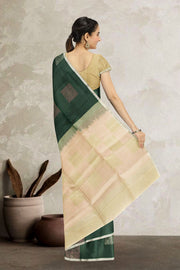 Bottle Green Handloom Kanjivaram Soft Silk Saree 10066271