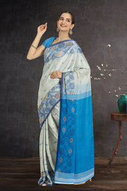 Beige Bengal Handwoven Jamdani Style Cotton Saree 10075346