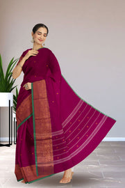 Magenta Handloom Chettinad Cotton Saree 10075110