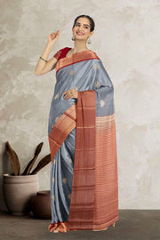 Grey Kanjivaram Vegan Silk Saree 10076042