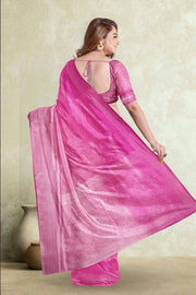 Magenta Pink Kanjivaram Tissue Vegan Silk Saree 10075569