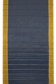 Navy Blue Vegan Silk Kanjivaram Saree With Checks Design 10077939