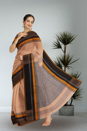 Beige Shantipur Tant Bengal Cotton Saree 10074981