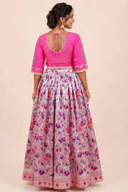 Pink Handcrafted Paithani Lehenga 10065967