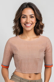 Brown Andhra Cotton Blouse 10074424