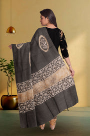 Black Batik Printed 3-Piece Salwar Suit Material 10075995