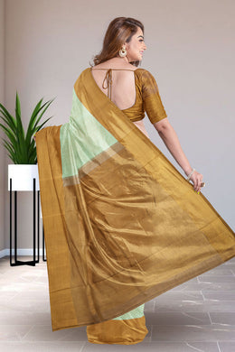 Tea Green Nakashi Kanjivaram Silk Saree 10075623