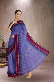 Violet Handloom Chettinad Cotton Saree Without Blouse 10075193