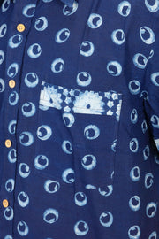 Indigo Handblock Print Pre-Washed Pure Cotton Shirt 10074399