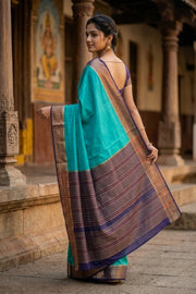 Blue Semi Mysore Crepe Silk Saree 10077809