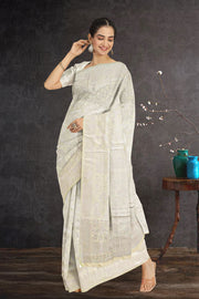 White Whisper Kanjivaram Tissue Vegan Silk Saree 1005566