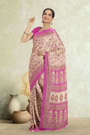 Cream Kashmiri Printed Silk Saree 10075989