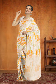 Cream Handloom Printed Chanderi Saree 10071046