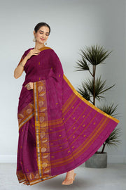 Maroon Handloom Chettinad Cotton Saree 10075076