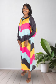  Multi Colour Printed Vegan Charmeuse Silk Dress 10073748