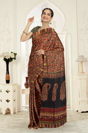 Black Kashmiri Printed Silk Saree 10075984