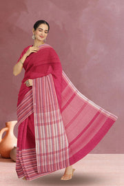 Red Dhaniakhali Cotton Saree Without Blouse 10075203