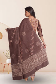 Brown Batik Printed 3-Piece Salwar Suit Material 10076005