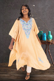 Beige Sozni Embroidered Crepe Silk Kaftan 10064731