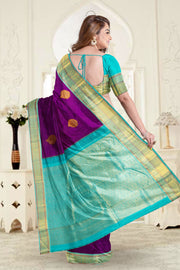 Pansy Purple Korvai Kanjivaram Silk Saree 10075660