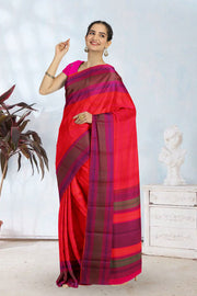 Orange Threadwork Handloom Kanjivaram Silk Saree 10067865