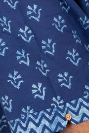 Indigo Handblock Print Pre-Washed Pure Cotton Shirt 10074612