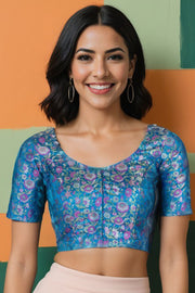 Blue Banarasi Silk Blouse 10075014