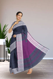 Grey Shantipur Tant Bengal Cotton Saree 10074984