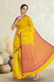Yellow Chanderi Silk Cotton Saree 10075382