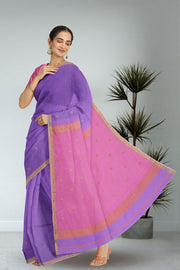  Lavender Maheshwari Silk Cotton Saree 10075261
