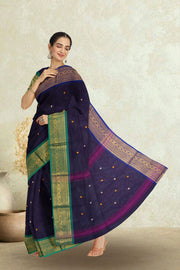 Blue Handloom Chettinad Cotton Saree 10075109