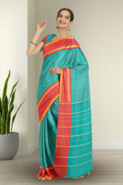 Green Art Silk Kanjivaram Saree With Checks Design 10076326