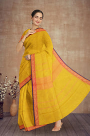 Yellow Handloom Kanchi Cotton Saree 10071744