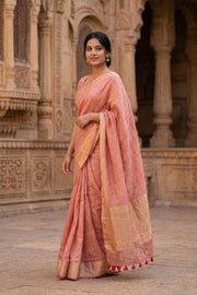 Pink Banarasi Tissue Silk Saree 10074282