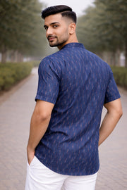 Ikat Cotton Men's Short Kurta With Front Pocket 10076953