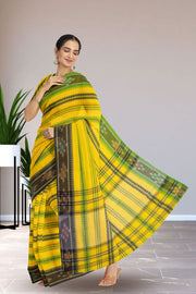 Yellow Dhaniakhali Cotton Sarees Without Blouse 10075208